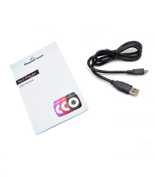 Powertech MP3 Player με clip, επαναφορτιζόμενο, microSD - Μαύρο