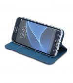 OEM Book Smart Magnet Carbon Θήκη για Samsung Galaxy S9 Plus -Μπλε
