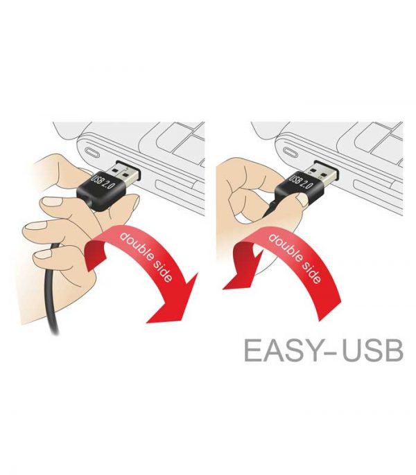 Powertech Καλώδιο USB 2.0 σε USB female, Dual Easy USB (1.5m) - Μαύρο