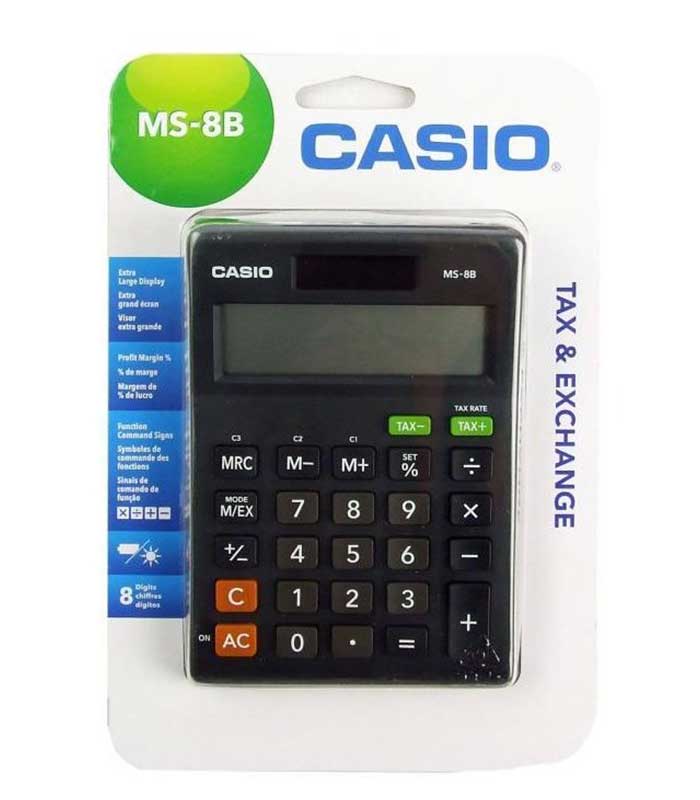 Casio MS-8B Αριθμομηχανή Μεγάλη Οθόνη 8 Ψηφίων Μπαταρίας/Ηλιακή