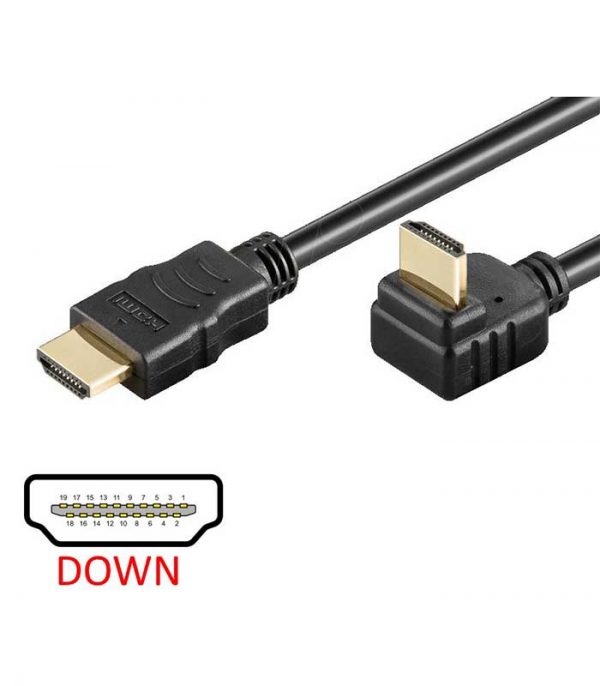 Powertech Καλώδιο HDMI (Μ) 19pin 1,4V, 90° down, 1.5m - Μαύρο