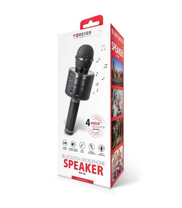 Forever BMS-300 Microphone with Bluetooth Speaker - Μαύρο