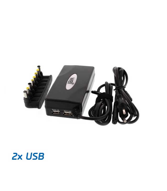 WELL Universal Φορτιστής για Laptop 90W x 2 USB 8tips
