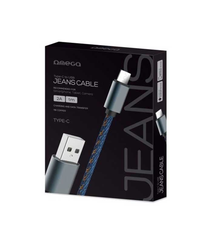 Omega JEANS Braided USB 2.0 to Type-C - Μπλε (1m)