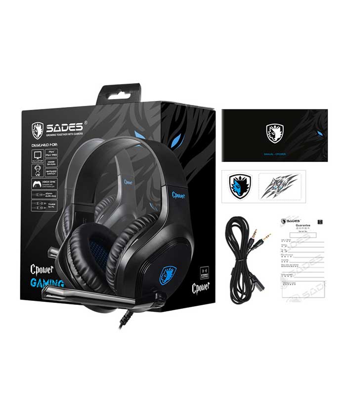 SADES Gaming Headset Cpower SA-716-BL, PS4, Xbox One, Nintendo Switch, VR, PC, 3.5mm