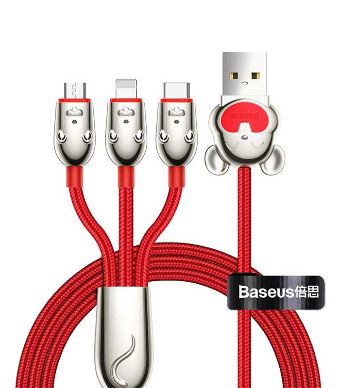 Baseus cable Three Mouse 3in1 3.5A USB to micro/Lightning /USB-C Κόκκινο 1.2 m (CAMLT-MU09)