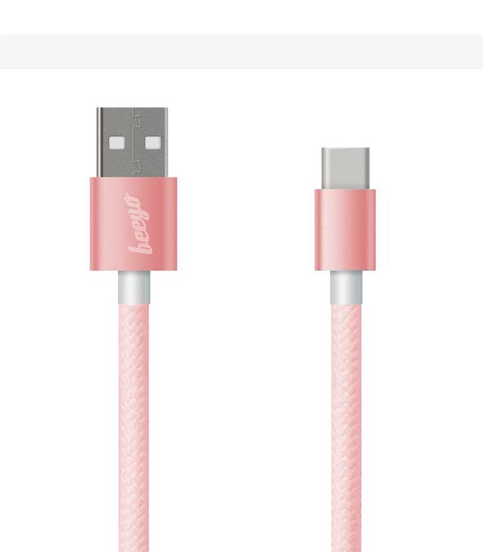 Beeyo Braided USB 2.0 Cable USB-C male - USB-A male Ροζ 1m