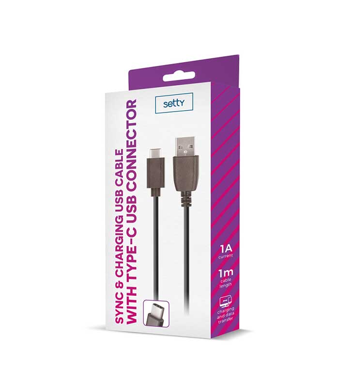 Setty Cable USB to USB-C (1m) - Μαύρο