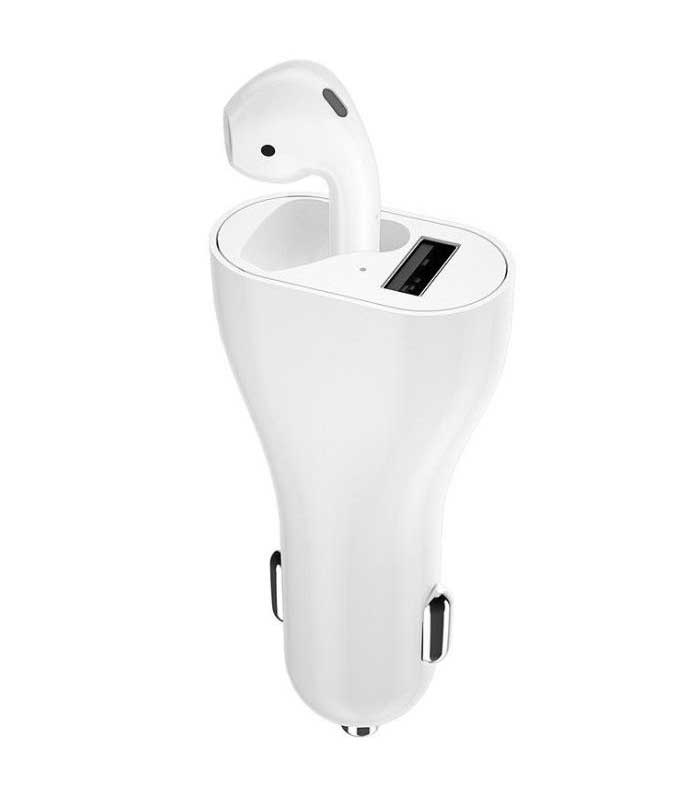 WK P13 Wireless Headset & Car Charger – Λευκό
