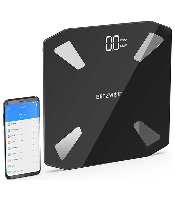 BlitzWolf BW-SC3 έξυπνη ζυγαριά WiFi με 13 λειτουργίες σωματικής μέτρησης (Μαύρη)
