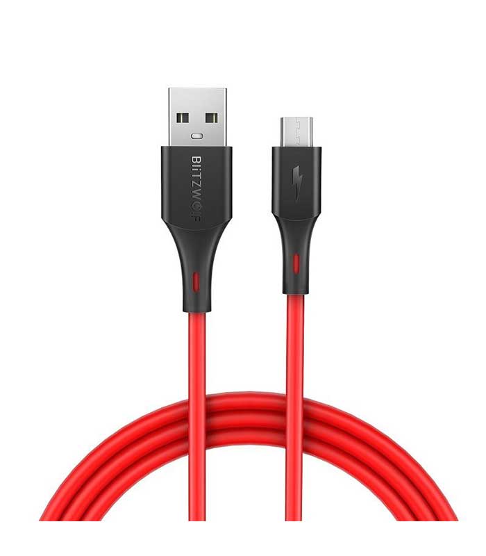 BlitzWolf BW-MC13 Καλώδιο USB to Micro USB PVC Cable 22 AWG Power + 30 AWG Data Wire Cores 1m - Κόκκινο