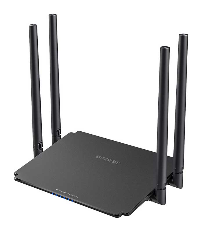 BlitzWolf BW-NET1 Wireless Dual Band Router 1200Mbps, 4x5 dBi Antennas and 512 Memory - Μαύρο