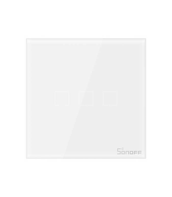 Sonoff T1 Τριπλός Έξυπνος Γυάλινος Διακόπτης Αφής Επίτοιχος (T1EU3C-TX) - Λευκό