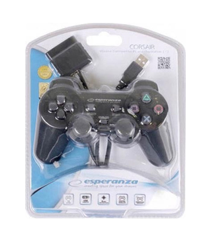 Esperanza Corsair Ενσύρματο Gamepad για PC / PS3 Black